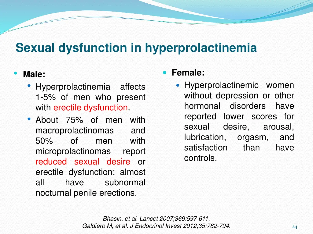 sexual dysfunction in hyperprolactinemia