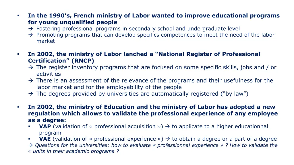 in the 1990 s french ministry of labor wanted