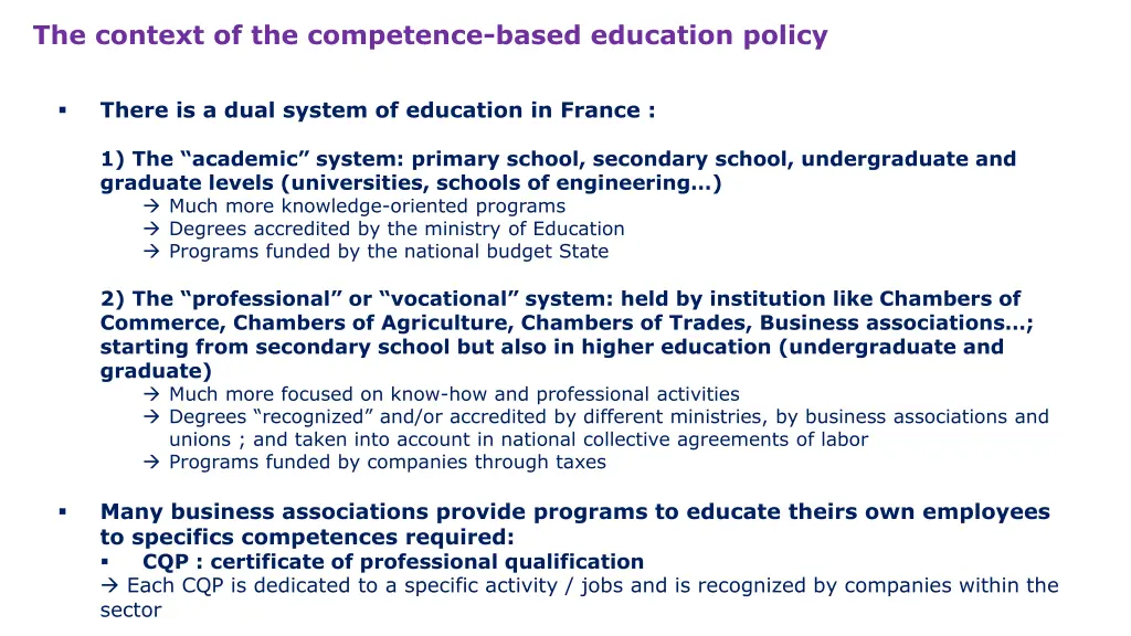 the context of the competence based education