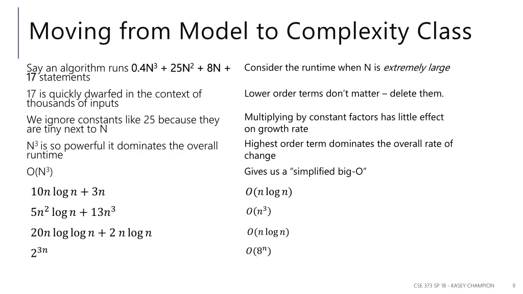 moving from model to complexity class