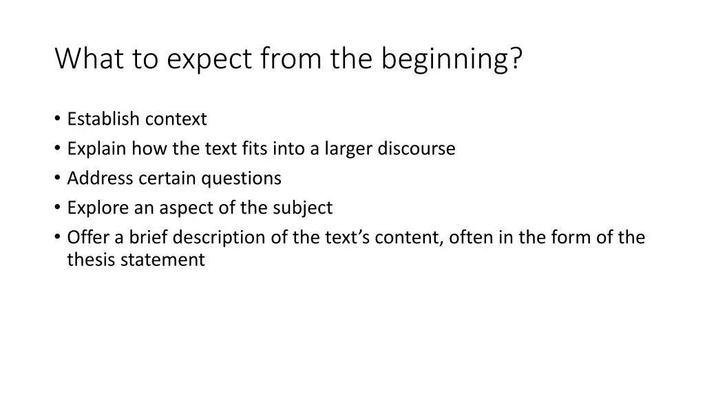 what to expect from the beginning