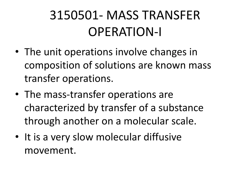 3150501 mass transfer operation i