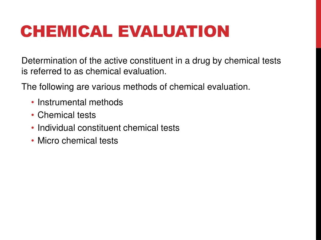 chemical evaluation