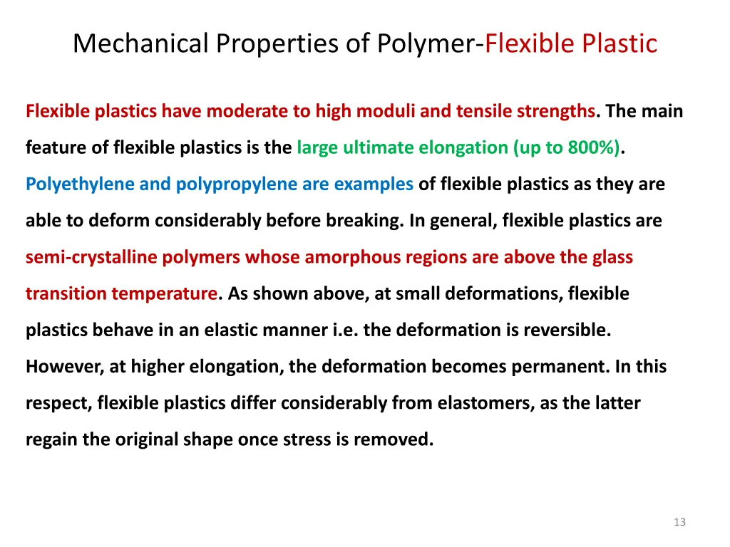 mechanical properties of polymer flexible plastic