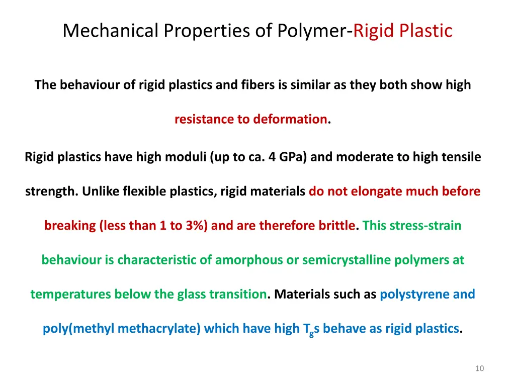 mechanical properties of polymer rigid plastic