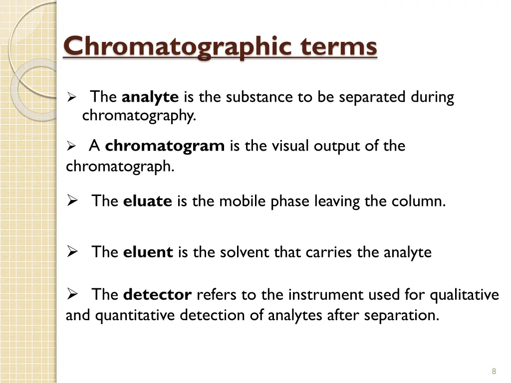 chromatographic terms