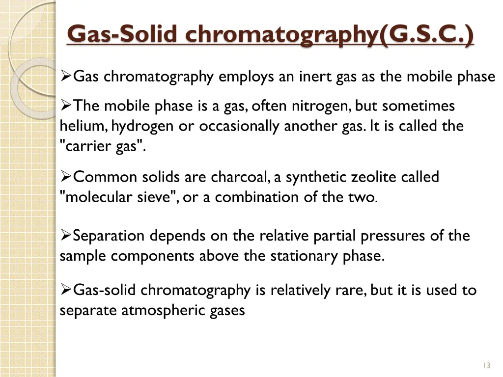 gas solid chromatography g s c