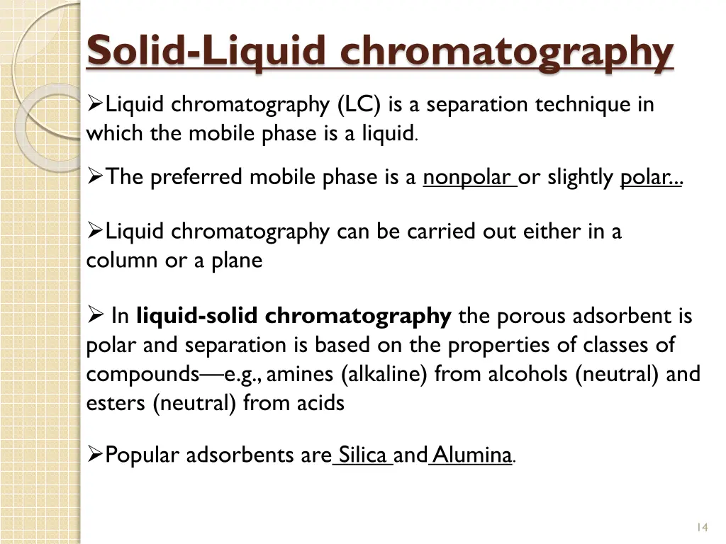 solid liquid chromatography