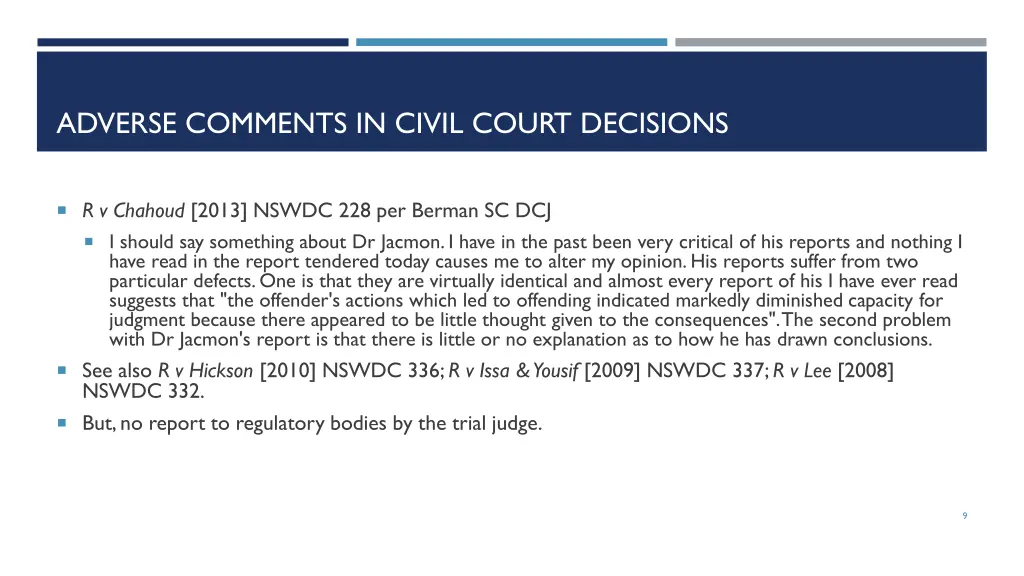 adverse comments in civil court decisions