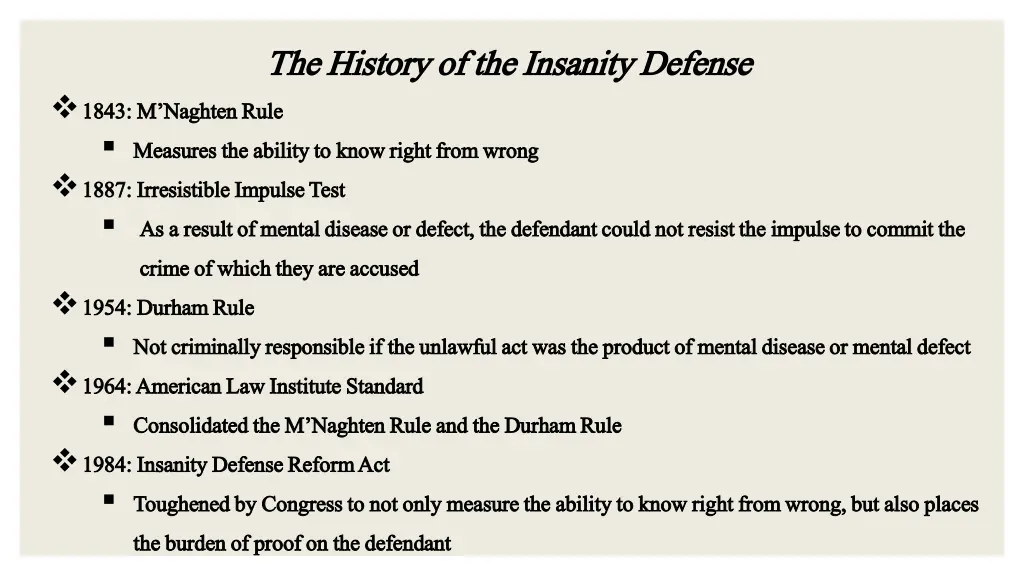 the history of the insanity defense the history