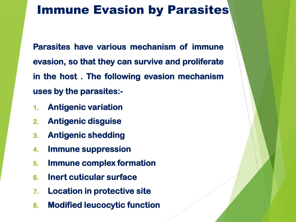 immune evasion by parasites