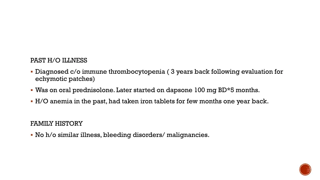 past h o illness