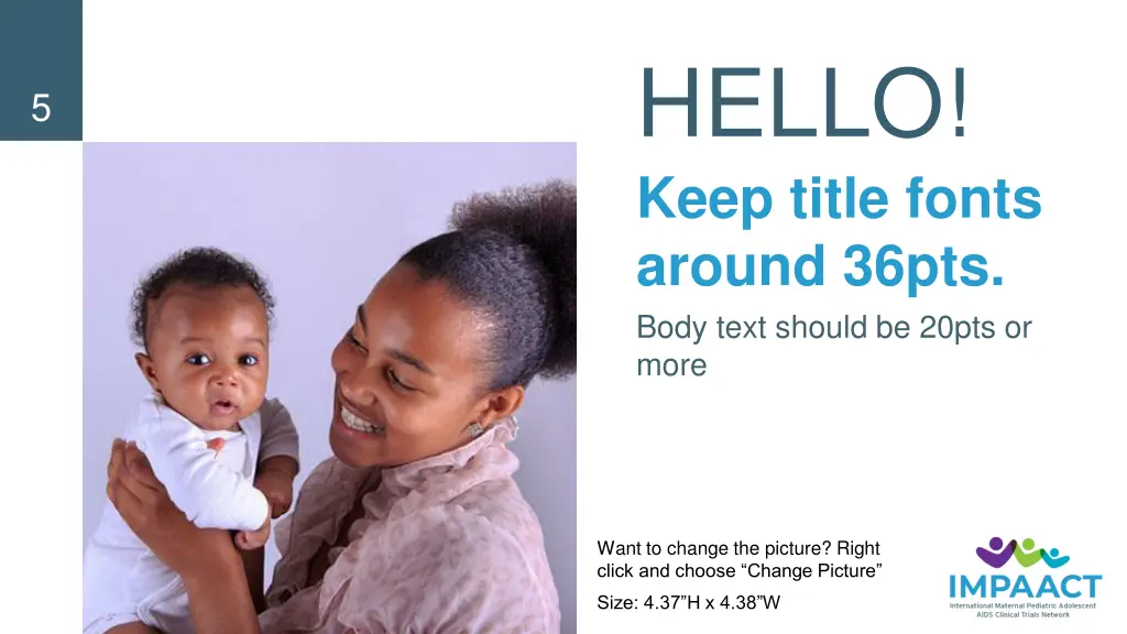 hello keep title fonts around 36pts body text