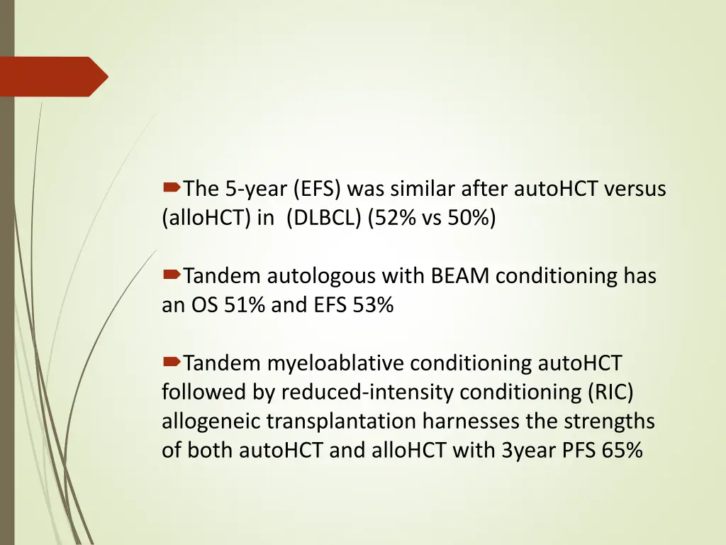 the 5 year efs was similar after autohct versus