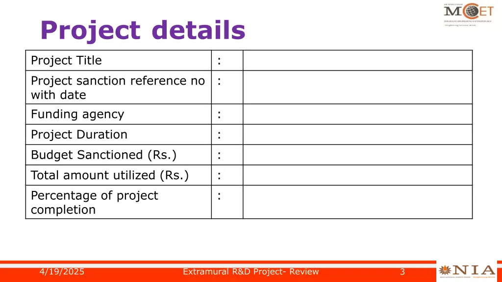 project details