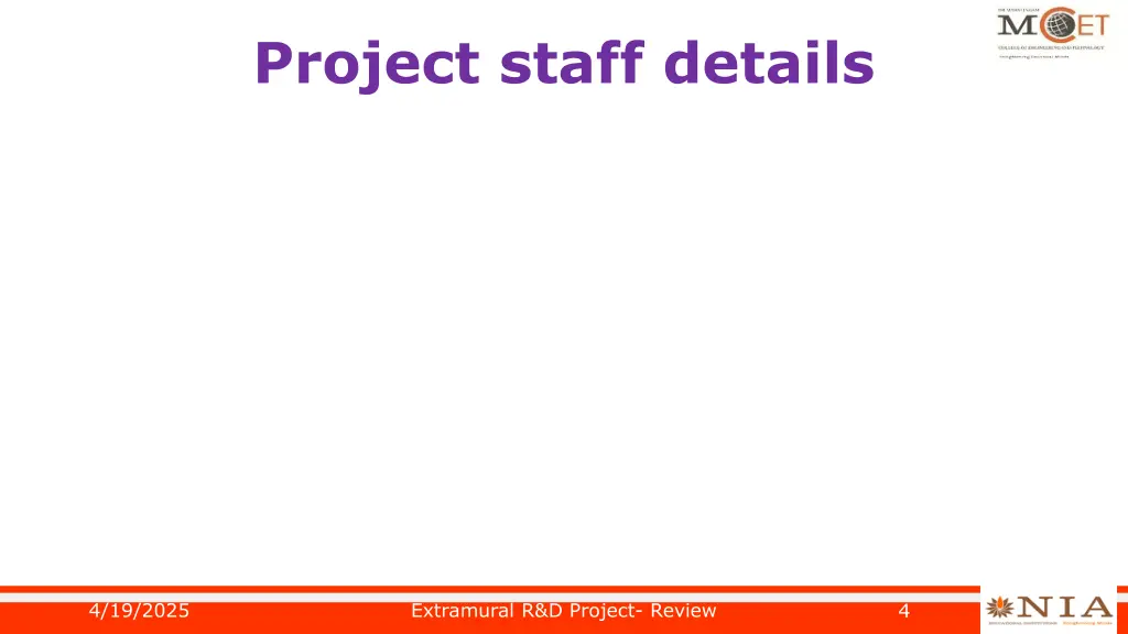project staff details