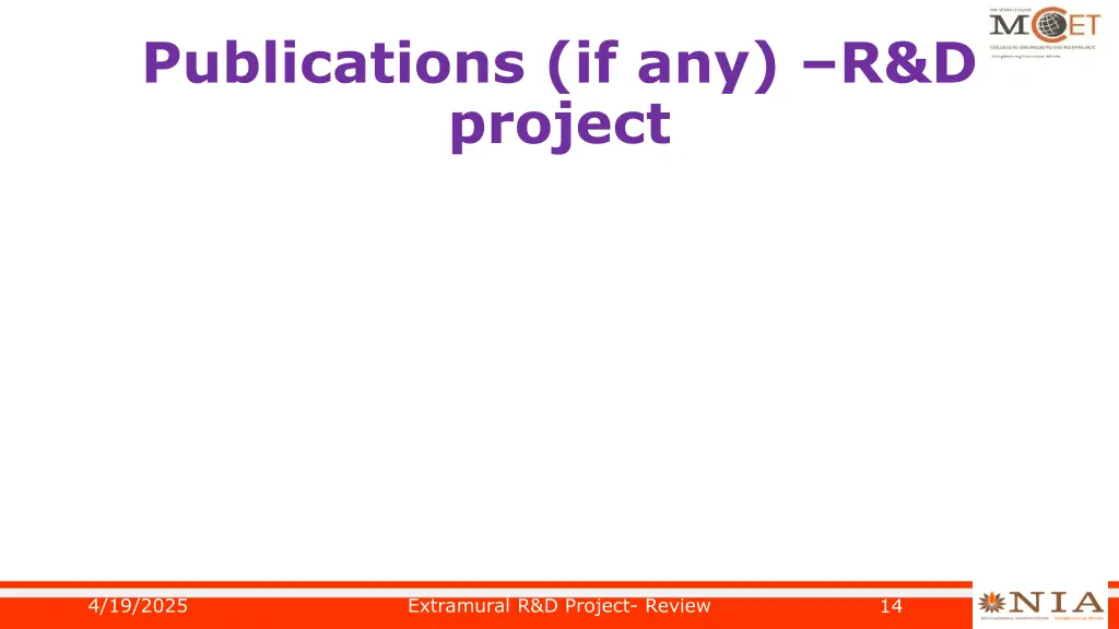 publications if any r d project
