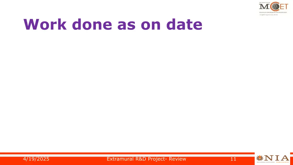 work done as on date