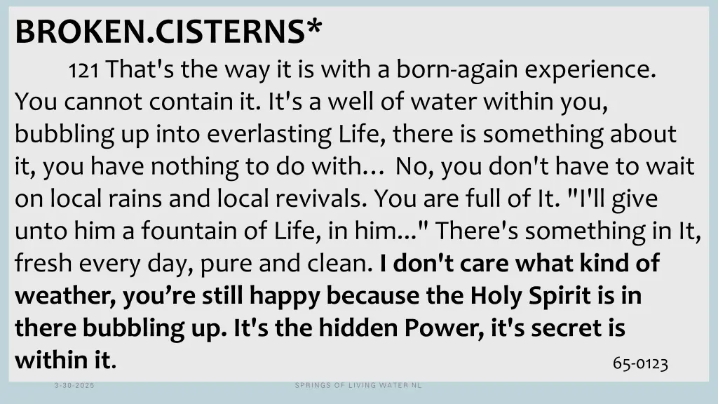 broken cisterns 121 that s the way it is with