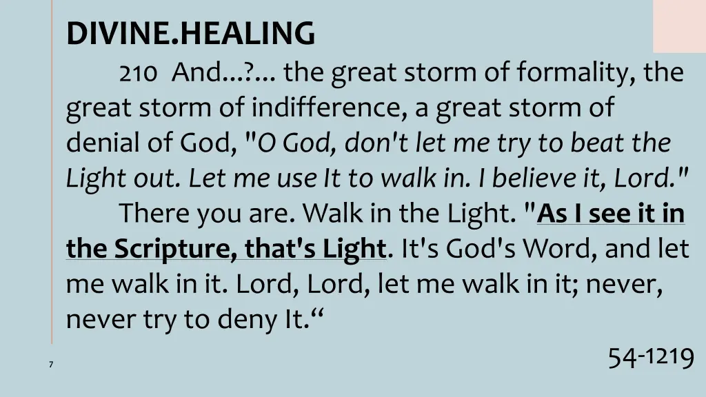 divine healing 210 and the great storm
