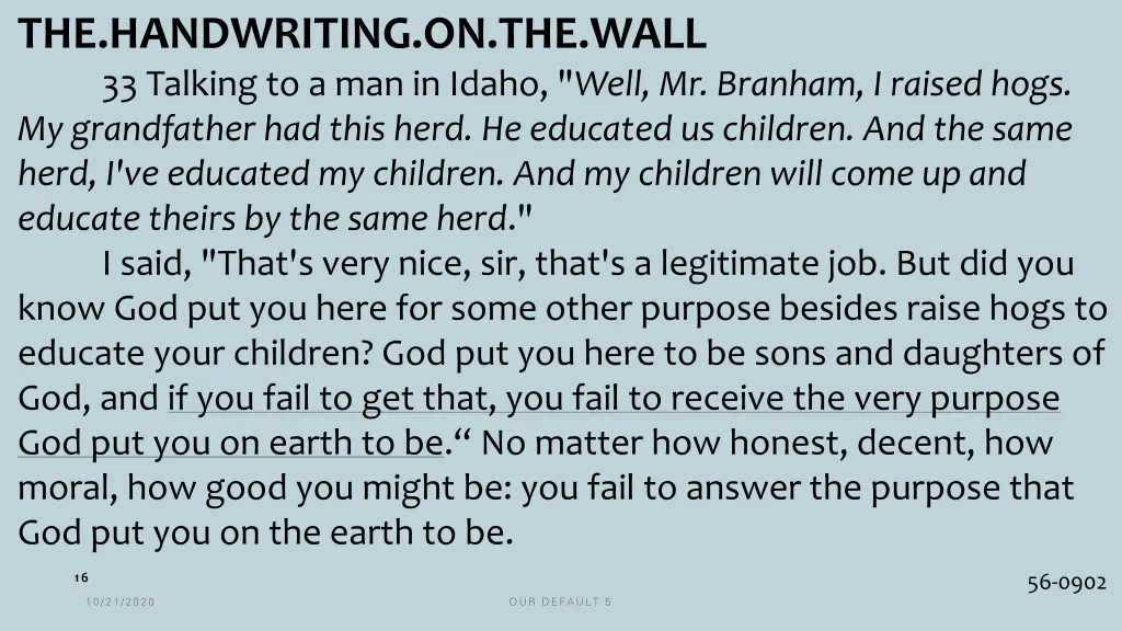 the handwriting on the wall 33 talking