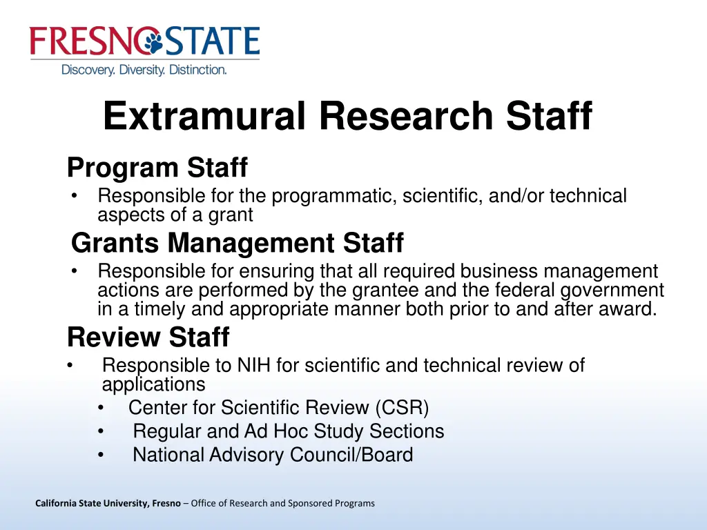extramural research staff program staff