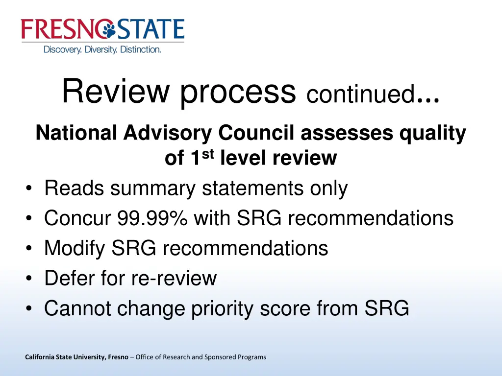 review process continued national advisory