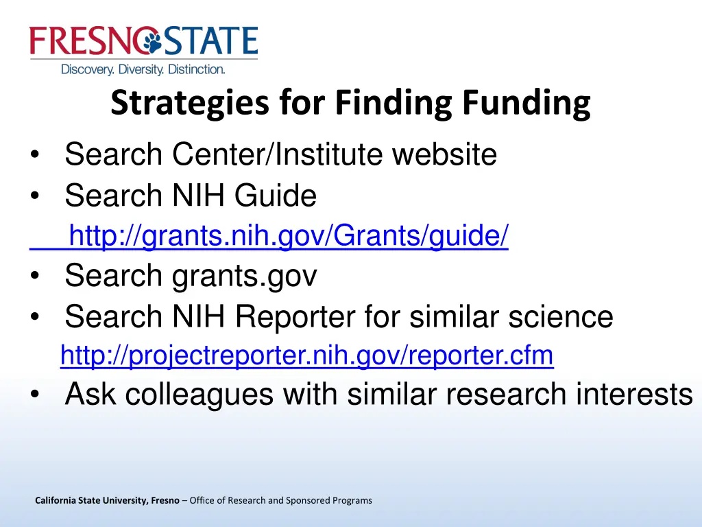 strategies for finding funding search center