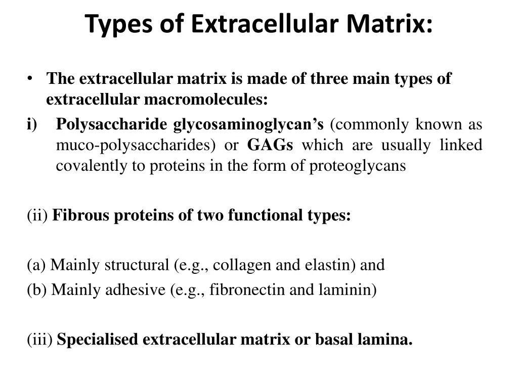 types of extracellular matrix