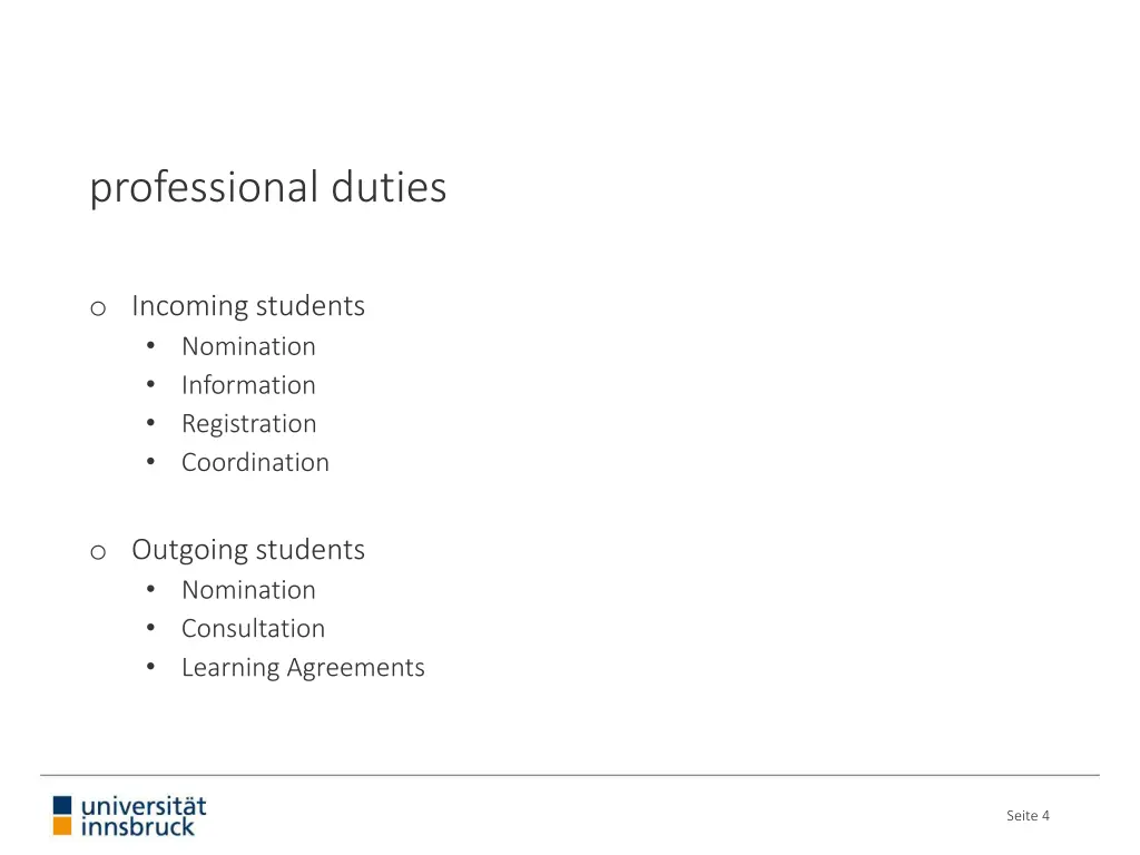 professional duties