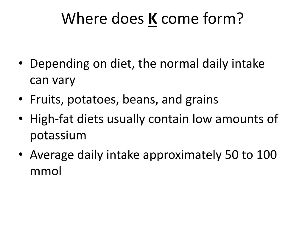 where does k come form