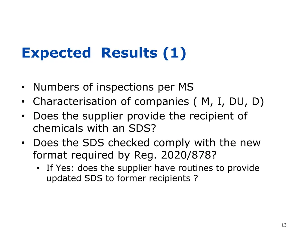 expected results 1