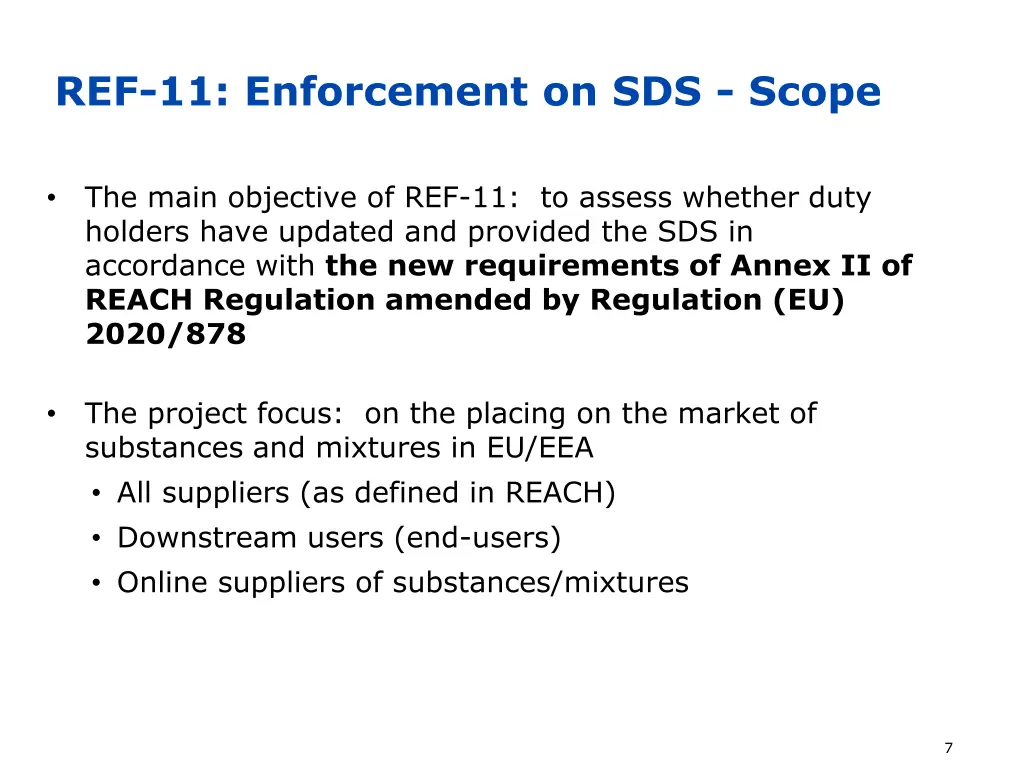ref 11 enforcement on sds scope