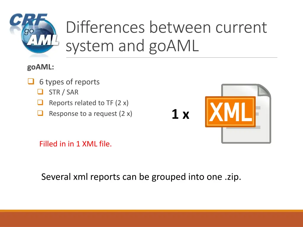 differences between current system and goaml 1
