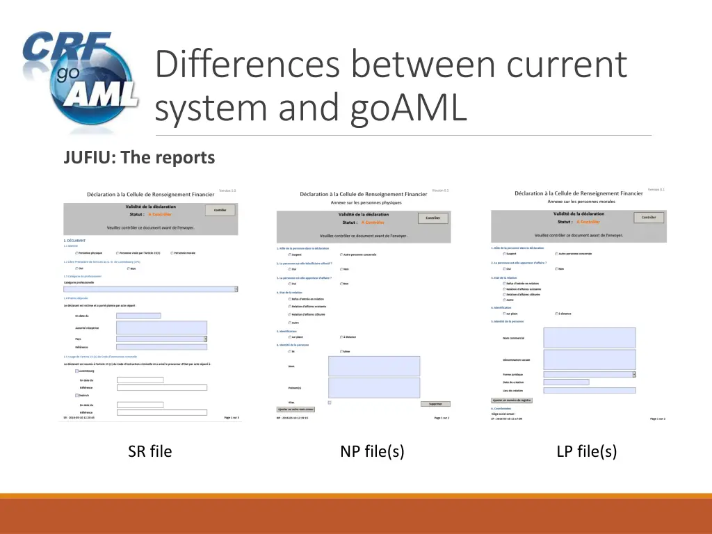 differences between current system and goaml