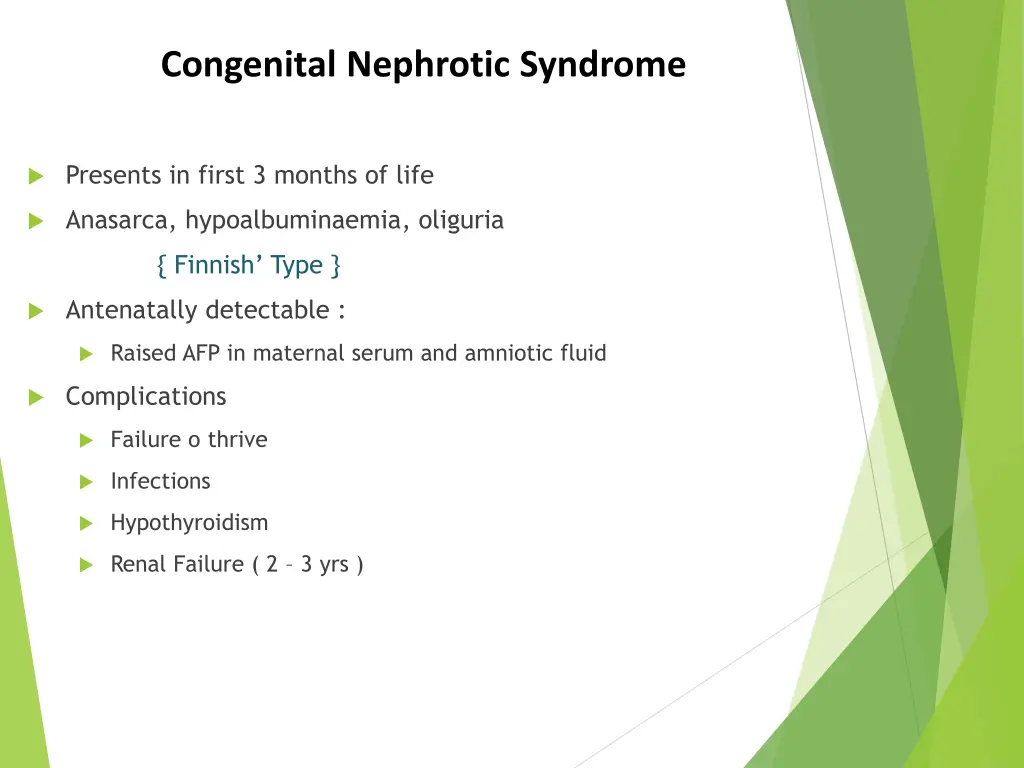 congenital nephrotic syndrome