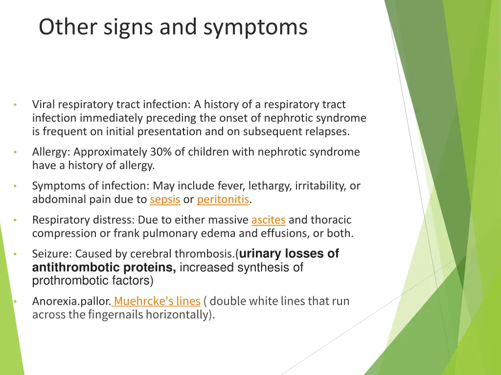 other signs and symptoms