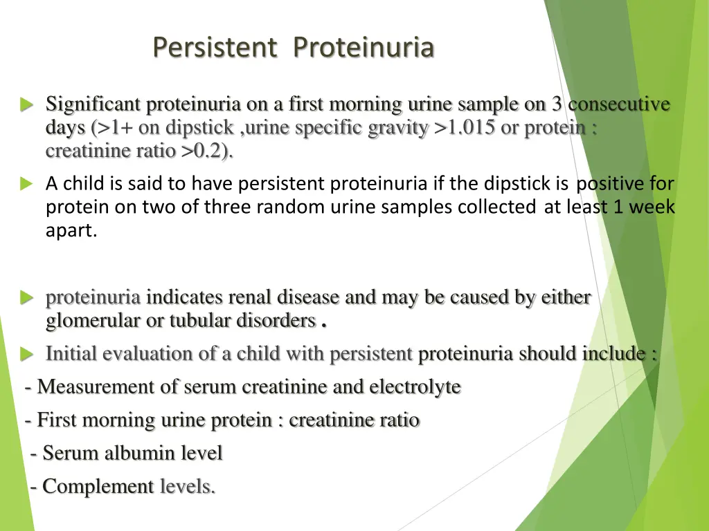 persistent proteinuria