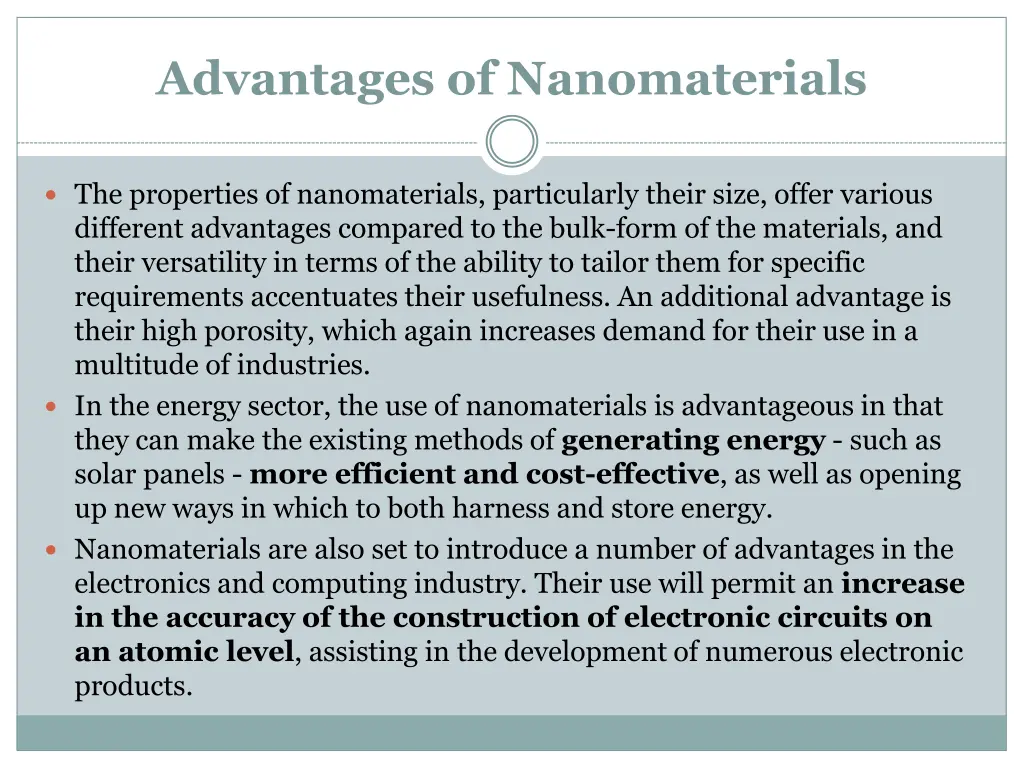 advantages of nanomaterials