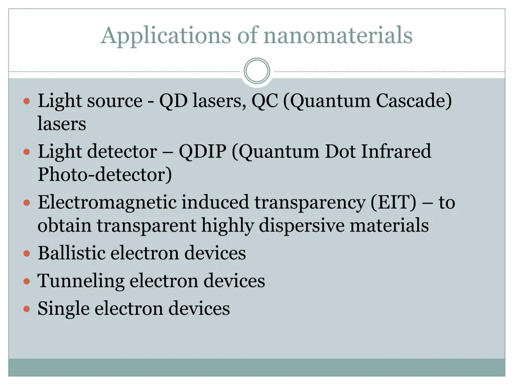 applications of nanomaterials