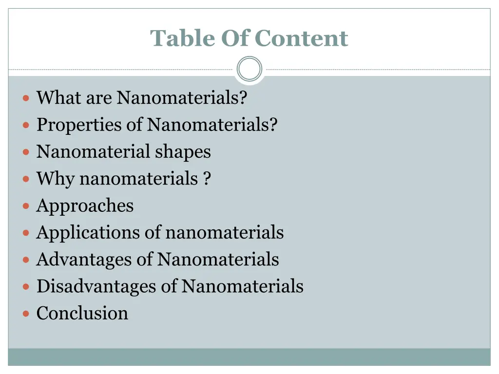 table of content