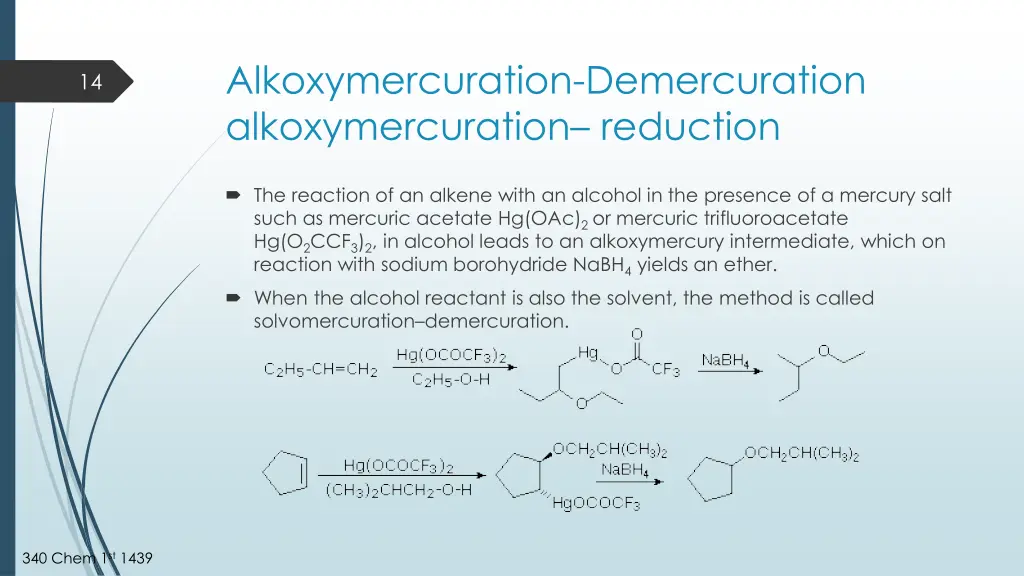 alkoxymercuration demercuration alkoxymercuration