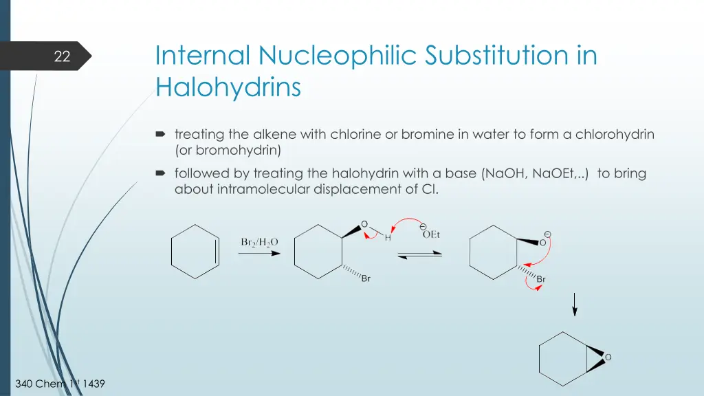 internal nucleophilic substitution in halohydrins