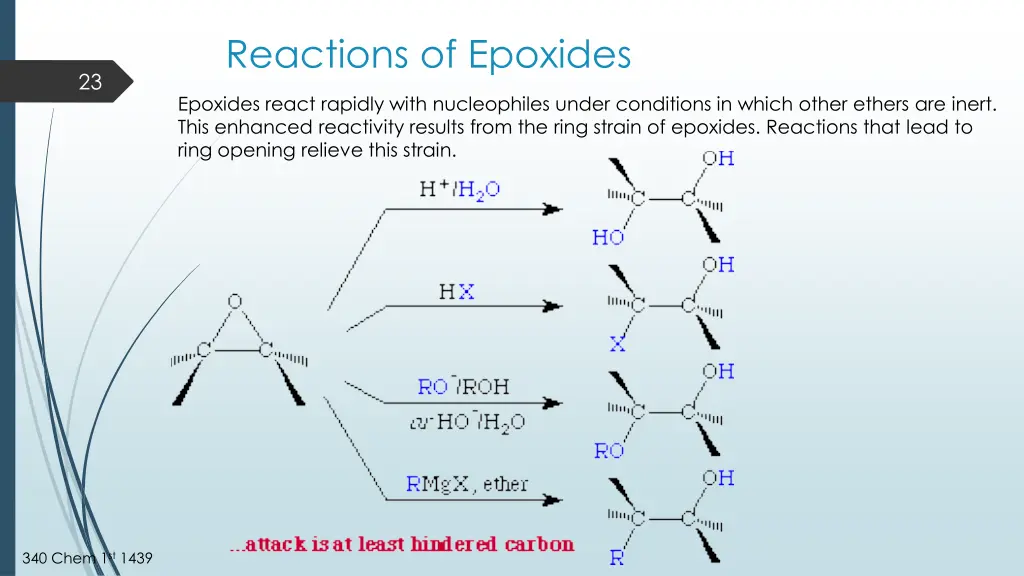 reactions of epoxides