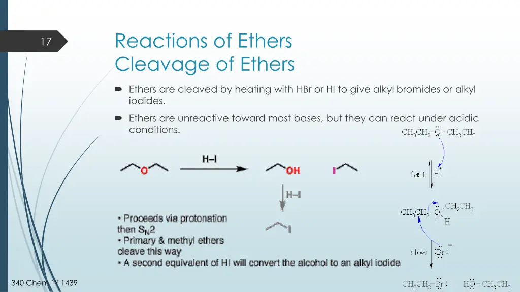 reactions of ethers cleavage of ethers