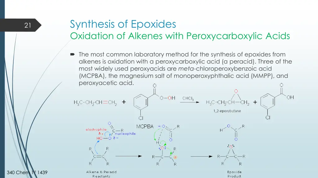 synthesis of epoxides oxidation of alkenes with