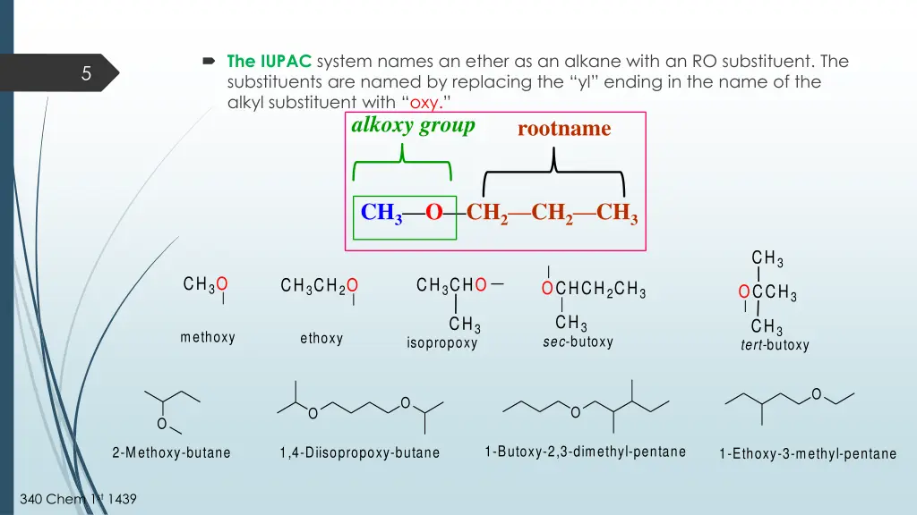 the iupac system names an ether as an alkane with