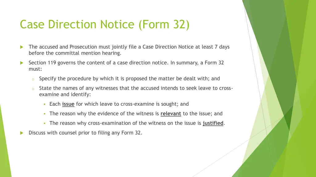 case direction notice form 32