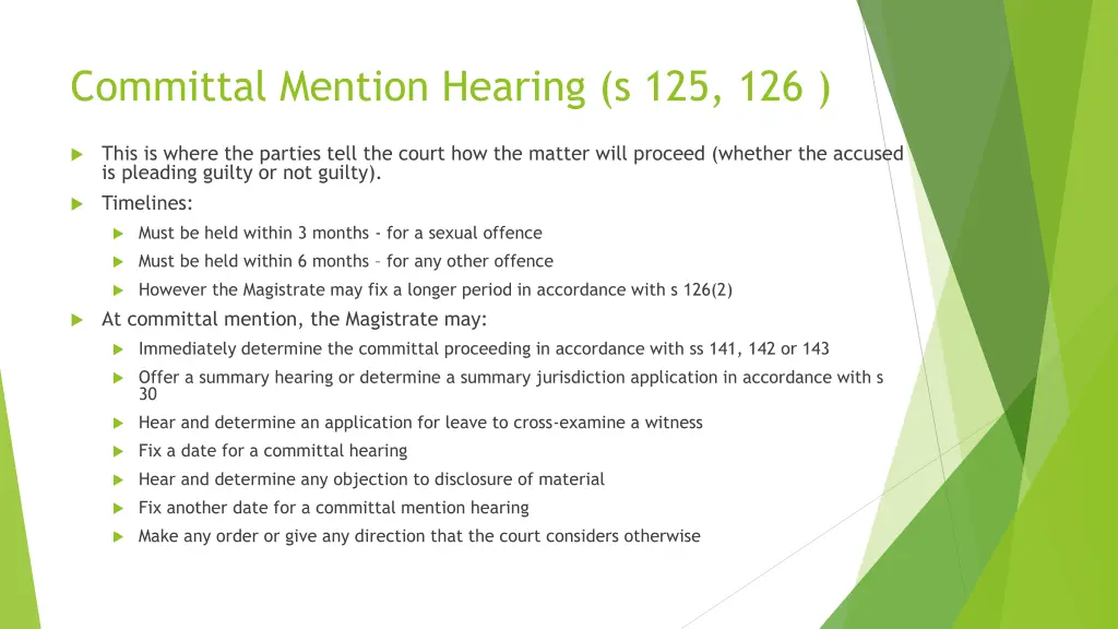 committal mention hearing s 125 126
