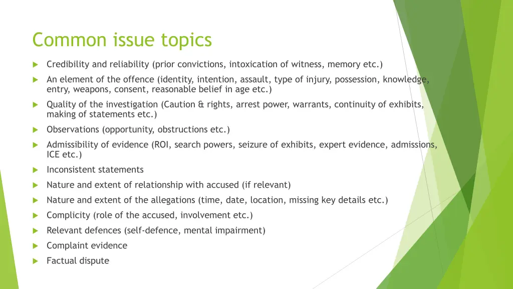 common issue topics